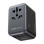 MOMAX Universal Travel Adapter 70W GaN, 3 USB-C PD & 2 USB-A QC, International Power Adapter Outlet, 6-in-1 Wall Charger for Laptop, Phone, European Travel Plug Adapter for UK/US/AUS/JP