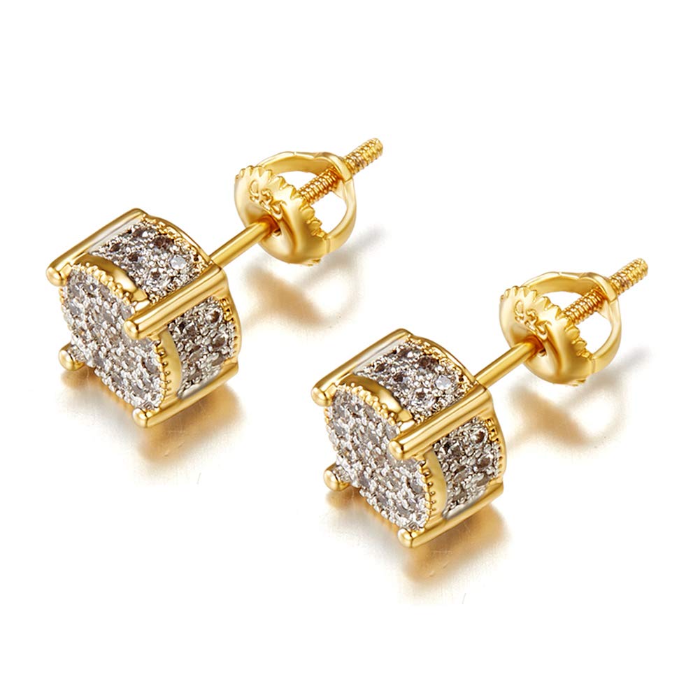 SENTERIA 18K Gold Plated Stud Earrings for Men Women Screw Back Earrings