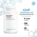 Supersmart - Stem Cells Activator (Advanced Formula) - with Astragaloside, Fuidocan - Natural Stem Cells Supplement | Non-GMO & Gluten Free - 120 Vegetarian Capsules