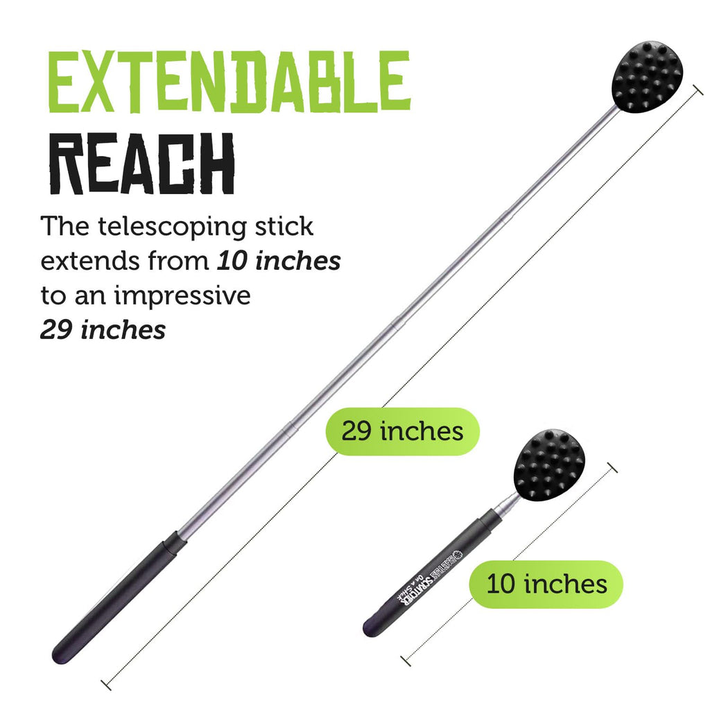 Cactus Scratcher Extendable Big Stick Back Scratcher - Extends 29" Long Double Sided Retractable Scratching Tool for Hand, Neck, Head, and Body - Universal Gift for Family, Pets, and Friends, Black