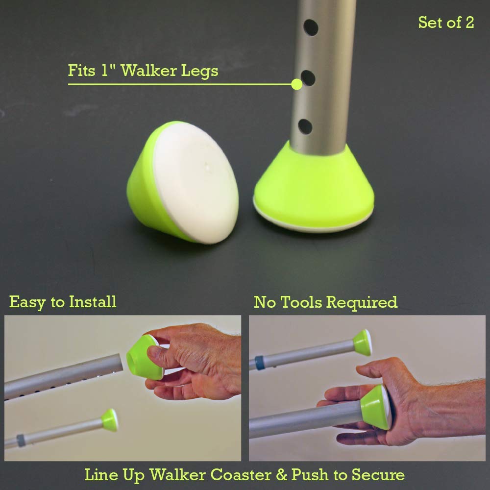 Easy To Use Products | Walker Coasters | Longer Lasting More Durable Tennis Ball Alternative | Glides Easily Over Hard Surfaces | 6 Count | Tennis Ball Yellow