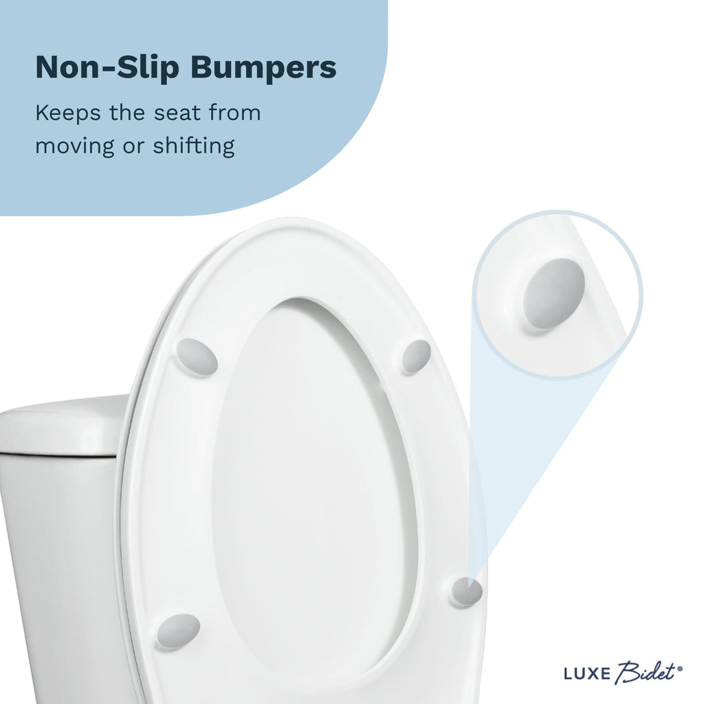 LUXE TS1008E Slow Close Elongated Comfort Fit Toilet Seat, White