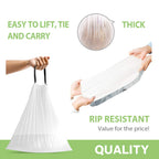 Teivio 8 Gallon 210 Counts Strong Drawstring Trash Bags Garbage Bags, Medium Kitchen Trash Can Bathroom Bin Liners, Plastic Trash Bags for Home Kitchen Office, White