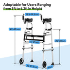 Delog Folding Walker for Senior - Platform Walker with 5’’ Wheels and Removable Padded Armrests 350lbs, Lightweight Walking Mobility Aid, Standard Walker for Elderly (Black)