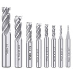 AUTOTOOLHOME 8PCS HSS 4 Flute End Mill Cutter Set, Straight Shank High Speed Steel Milling Bits 1/16" to 1/2" for CNC Router, Milling Machine, Metal, Wood, Plastic