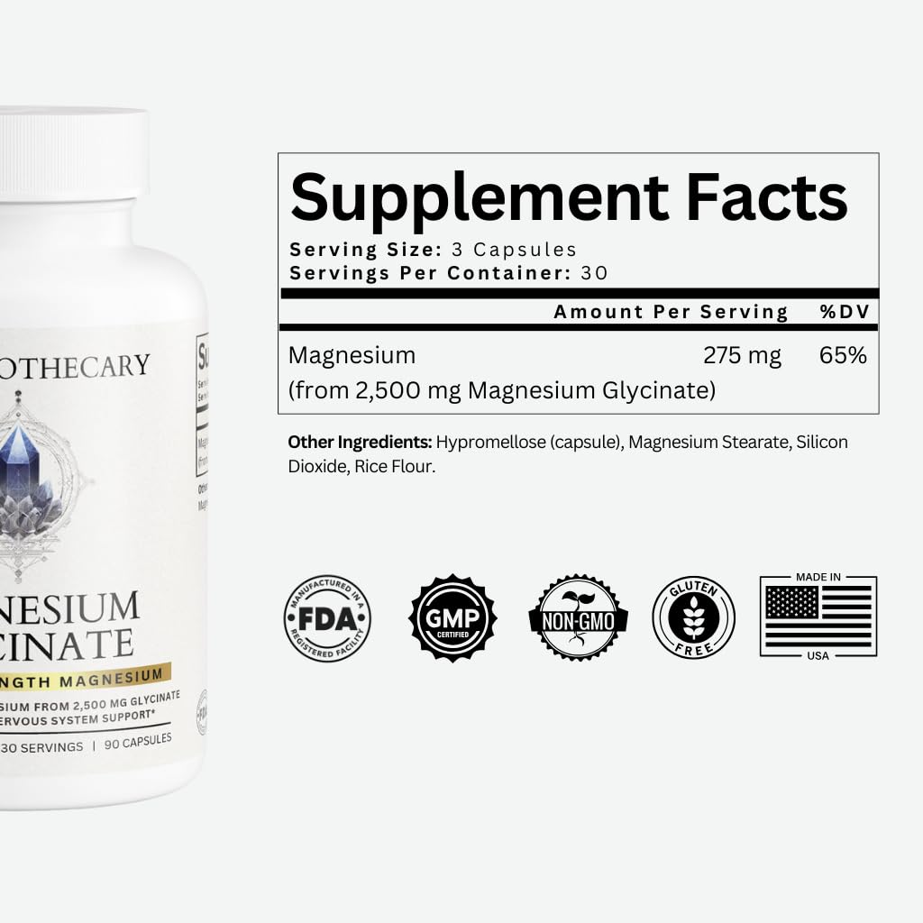 Magnesium Glycinate 275mg - High Absorption Chelated Magnesium Supplement - Magnesium Bisglycinate - Essential Mineral - Vegan Non-GMO Gluten-Free - 90 Capsules