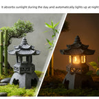 YLSMILE Solar Pagoda Lantern Garden Statue: Japanese Zen Lantern Garden Decor-LED Figurine Lamp Pagoda Statue Figurine for Home Table Outdoor Decor