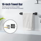 UPRONE Bathroom Hardware Accessories Set: Bath Towel Bar Set, Towel Racks for Bathroom Wall Mounted, SUS304 Stainless Steel (Matte Black, 7-Pieces)