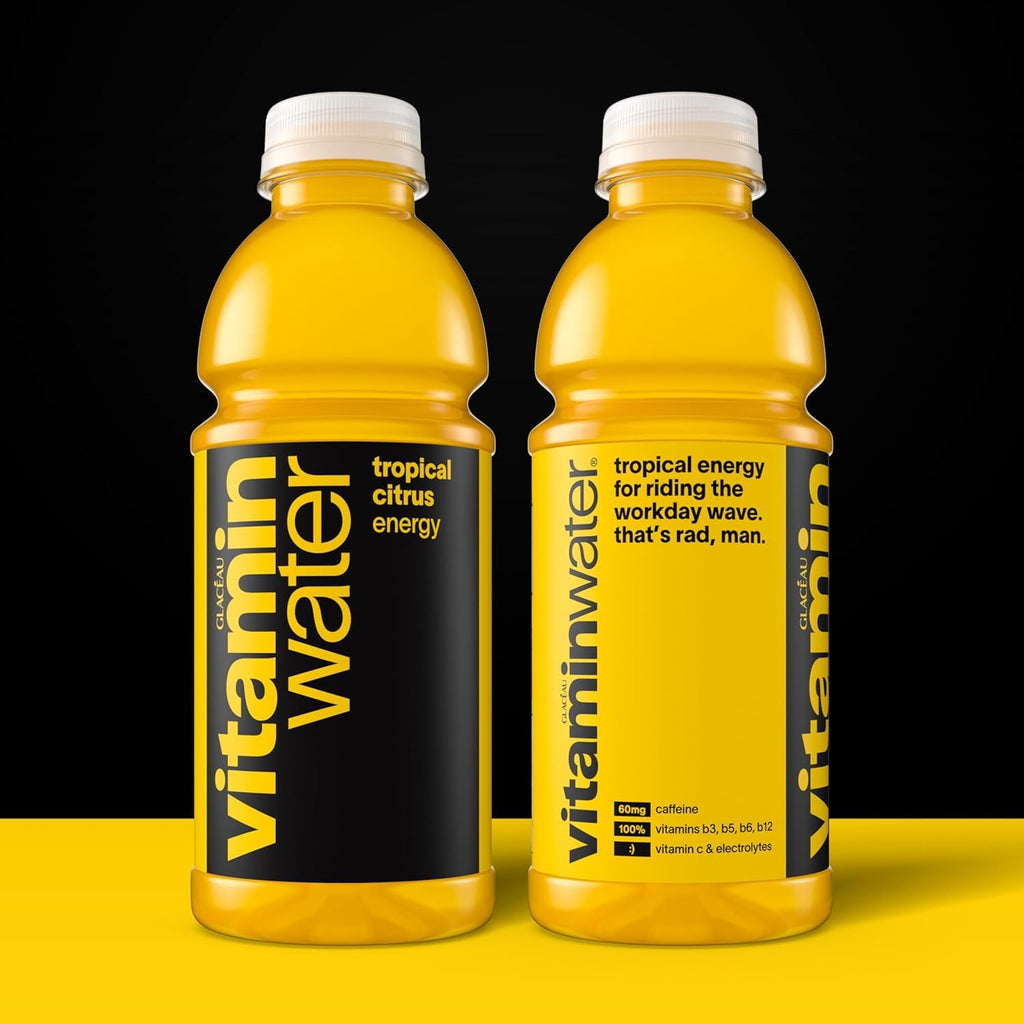 vitaminwater Energy Tropical Citrus, Flavored Water Beverage Bottles, 20 fl oz, 12 Pack