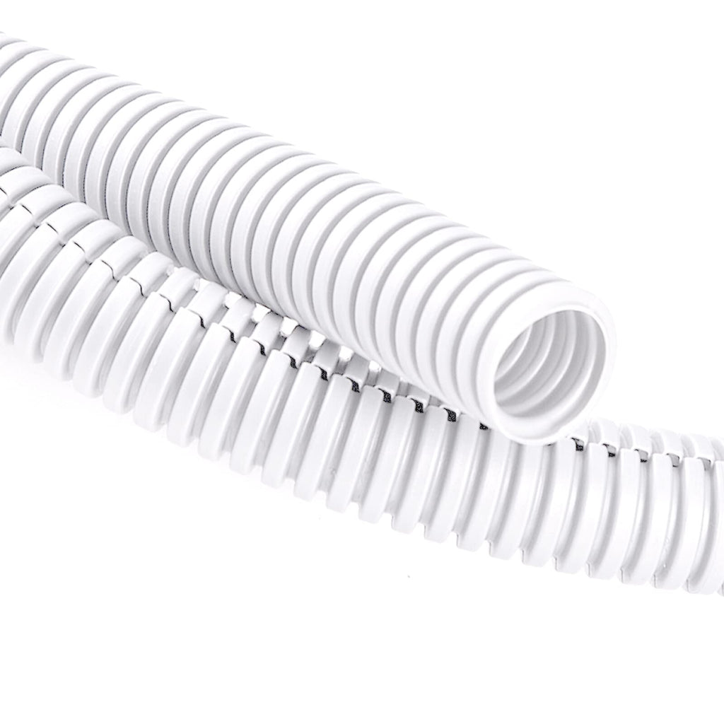 ZhiYo 20FT 3/8” Wire Loom Split Tubing Auto Wire Conduit Flexible Cover | High Temperature Heat Resistant -40F to 257F | Plastic Cover for Electrical Wires & Cables, White