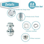 260Pcs Flange Hex Bolts and Nuts Kit,M8 x1.25 (M6 x1.0 M10-1.25 Available) (16mm to 40mm) Metric Bolt Assortment,Alloy Steel Class 8.8 Zinc Plated
