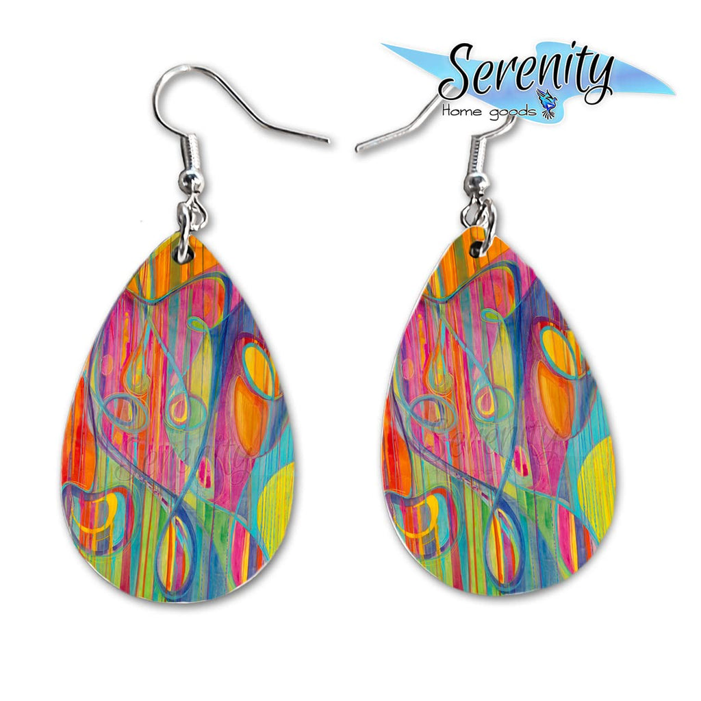 Maureen Claffy Artist Collection | Cut To The Light Teardrop Dangle Earrings Set | Colorful Abstract Earrings | Lightweight Boho Dangle Earrings for Women