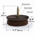 Screw-On Felt Furniture Pads X-Protector 24 PCS - 1.1” Chair Leg Floor Protectors for Hardwood Floors - Premium Chair Glides - Brown Floor Protectors for Chairs - The Best Furniture Sliders!