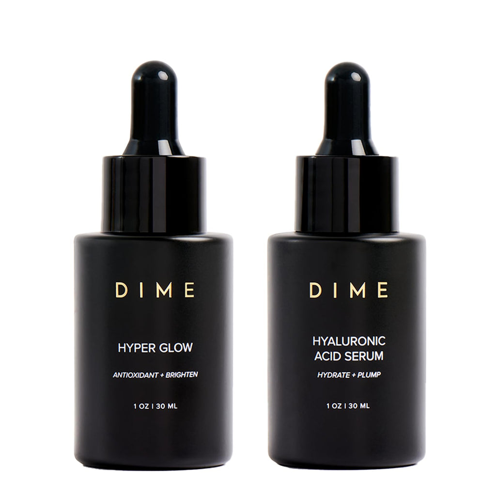 DIME Beauty Serum Set ($64 Value) - Includes Hyaluronic Acid + Hyper Glow Serum (30 ml Each)