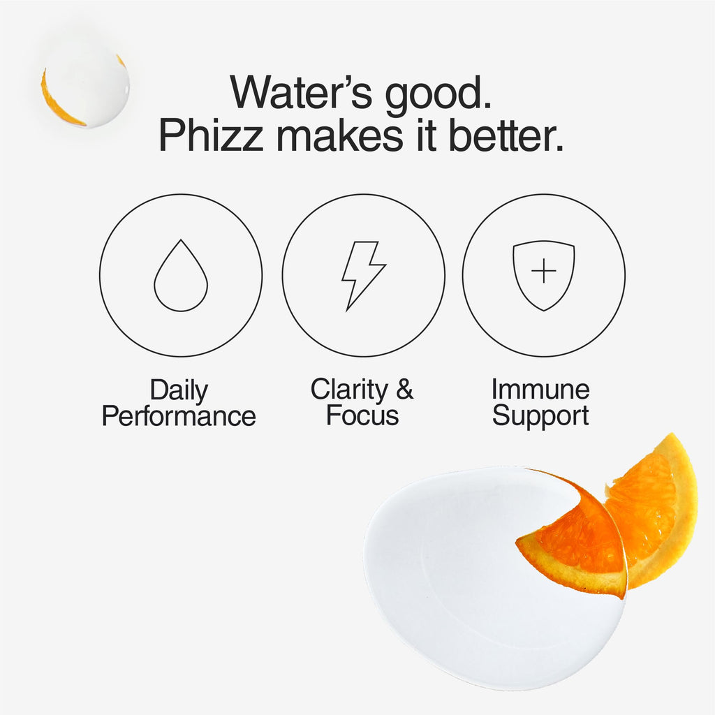 Phizz Electrolyte Multivitamin Rehydration Tablets - 19 Vitamins & Minerals, Energy Boost (Orange, 20 Tablets)