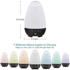 HealthSmart Essential Oil Diffuser, 500ML, Large Room Coverage | Adjustable Timer | Multiple Mist Modes | 7 LED Colors | Pack of 2