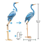 Nacome Large Standing Blue Metal Crane Garden Statue: Indoor Outdoor Heron Animal Sculpture for Patio Backyard Porch Yard Bird Art Lawn Decor - 36.6inch Gifts for Grandma Mom