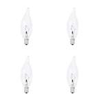 Sylvania Double Life Incandescent Light Bulb, B10, 25W, 150 Lumens, 2850K, Candelabra Base, Clear, Soft White - 4 Pack (13306)