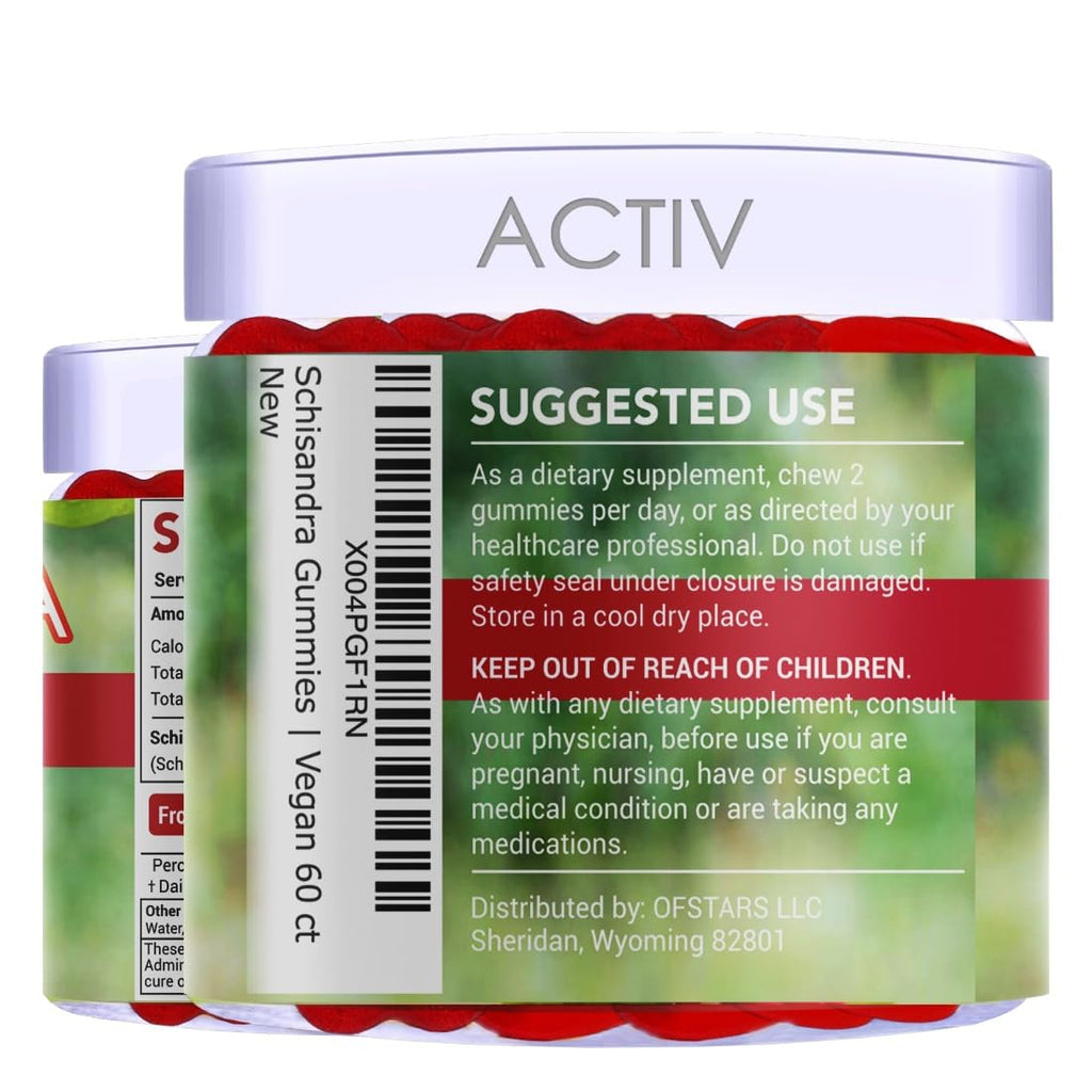 Schisandra Supplement 1200mg | 50x Regular Strength Schisandra Whole Berry | Vegan Sugar Free Cherry Flavor 60 Gummies