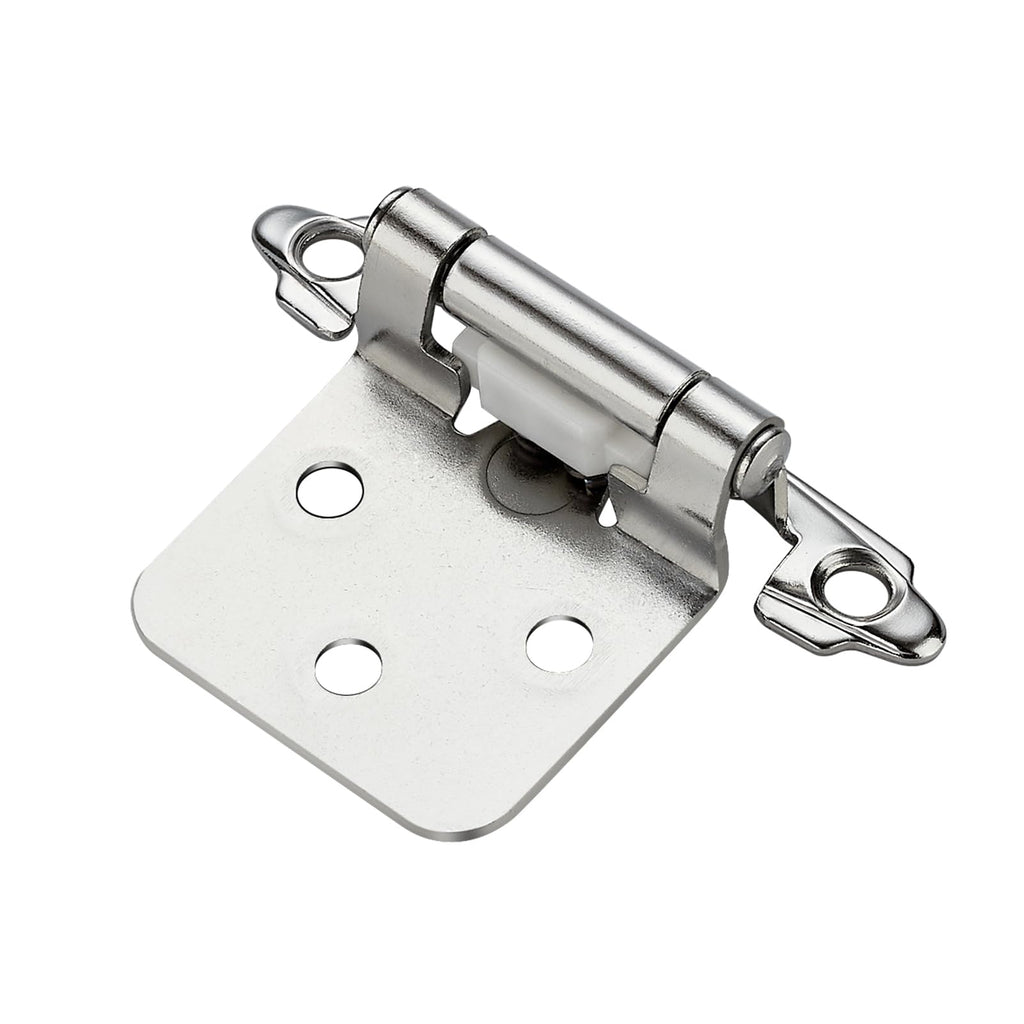 Home Expert 10 Pack (5 Pairs) Polished Chrome Cabinet Hinges for Kitchen Doors, Self-Closing, 1/2 Inch Overlay (Variable), Semi-Concealed Face Frame, Surface Mount Cabinet Hardware
