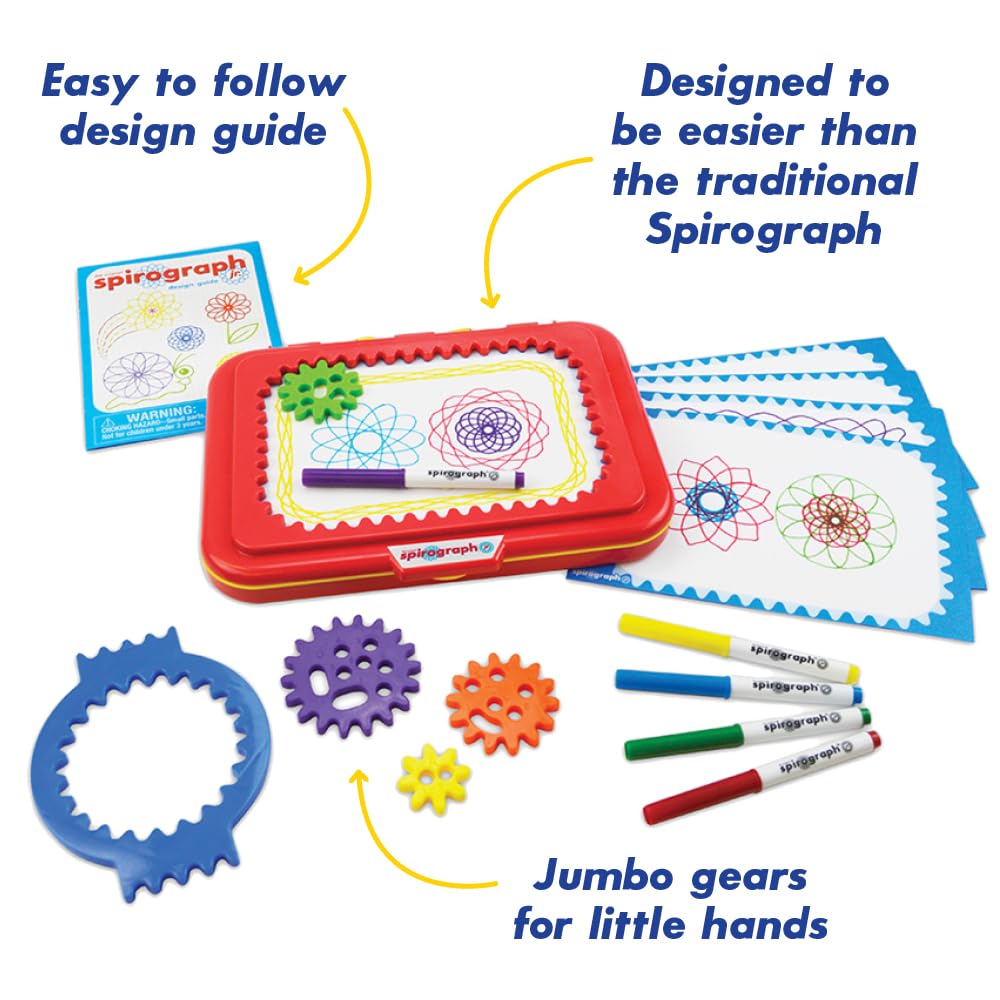 Spirograph Jr. — Jumbo Sized Gears Classic Retro Toy For Spiral Drawing Art Design Toy Kit for Smaller Hands — For Kids Ages 3 and Up