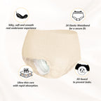 MOLLIS Disposable Period Underwear for Women, Postpartum Panties, Maternity Knickers Heavy Flow Leak Proof, Unscented, Beige, XXLarge, 16 Count