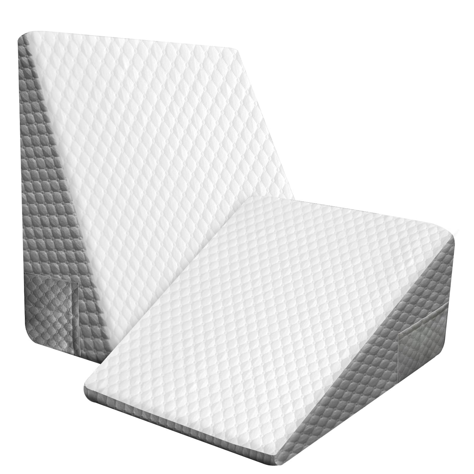 Wedge Pillow, 10 Inch Bed Wedge Pillow for Headboard, Pillow Wedge for Acid Reflux Relief, After Surgery, Sleeping，Back Pain Relief, Memory Foam Top, LightGrey