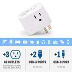Cruise Approved Power Strip Foldable, Non Surge Protector Travel Power Strip, Multi Plug, 6 Outlets, 2 USB-A, 1 USB-C, & 3 AC Outlet for Carnival, Celebrity, Princess, & Major Lines in 2026 & 2027