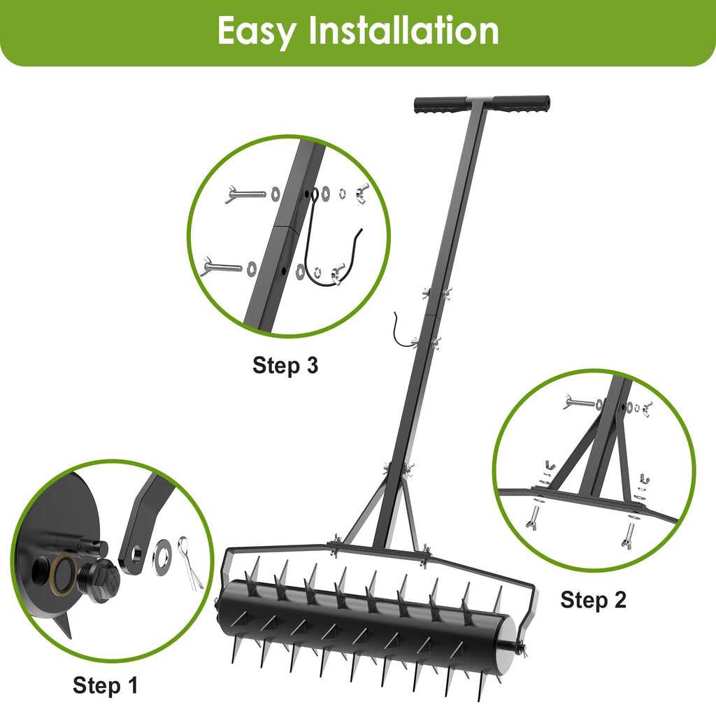 Seeutek 23Inch Rolling Lawn Aerator - Upgraded Heavy Duty Aerators