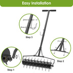 Seeutek 23Inch Rolling Lawn Aerator - Upgraded Heavy Duty Aerators
