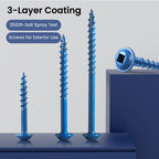 BNUOK Pocket Hole Screws 1 Inch, 300Pcs, Anti-Rust Blue Coated Pocket Screws #8 x 1, Exterior Wood Screws, Coarse Thread, Washer Head Square Drive, Self-Tapping Tip, with Drive Bit