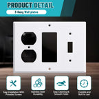 Kingdder 1 Pcs 3-gang 1-toggle 1-decorator 1-duplex Wall Plate Standard Size Stainless Steel White Light Switch Plate Gloss Finish 4.50" x 6.38" Corrosion-resistant Gfci Outlet Receptacle