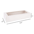 Tcoivs 30-Pack Cookie Boxes 12.5" x 5.5" x 2.5", Bakery Boxes with Window, Auto-Popup Treat Boxes for Pastries (White)