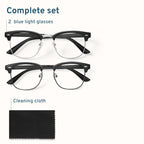 racico Eyewear Frame for Men and Women, Fashion Vintage Classic Blue Light Glasses Semi-Rimless Half Frame