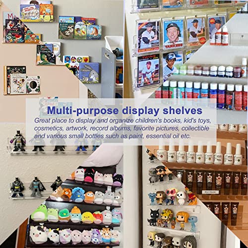 FEMELI Nail Polish Wall Rack: 6 Shelves 15 Inch White Acrylic Nail Polish Holder Organizer for 66-90 Bottles, Multi-Purpose Acrylic Floating Shelves (15 Inch, White)