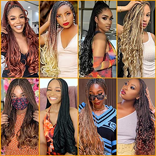 Ginger French Curl Braiding Hair Auburn Braiding Hair Pre Stretched Copper Red Braiding Hair for Boho Box Braids Bouncy Loose Wave Braiding Hair for Women (7 Packs, 350#)