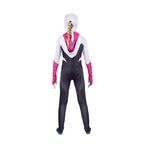 MARVEL Spider-Gwen Official Youth Zentai Halloween Costume - Hooded Spandex Jumpsuit with Printed Design and Pull On Spandex Mask (M)