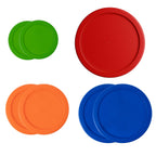 Replacement Lids for Pyrex Glass Food Storage Containers Round Plastic (2) 7202-PC 1 Cup Green (2) 7200-PC 2 Cup Orange (2) 7201-PC 4 Cup Blue (1) 7402-PC 6/7 Cup Red