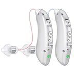 Digital hearing aids for Seniors with noise reduction, rechargeable BTE hearing aid for adults with hearing loss with volume control.