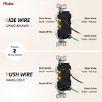AIDA 10 Pack Matte White 15 Amp Outlet Duplex Electrical Receptacle Outlets,Power Outlet,Tamper Resistant,Heavy-Duty Receptacle, 2 Pole,3-Wire, Self-Grounding Clip, NEMA 5-15R,UL Listed