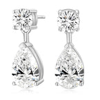 EAMTI Teardrop Bridal Wedding Earrings for Women Cubic Zirconia Crystal 925 Sterling Silver Post Pear Cut Dangle Earring for Bride Bridesmaid