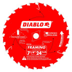 Diablo Framing Saw Blade for Wood - 7-1/4" x 24-Tooth, Thin Kerf, Anti-Vibration, Long Life for Framing & Pressure-Treated Wood, Tracking Point Tooth Design - Pack of 10 - D0724A