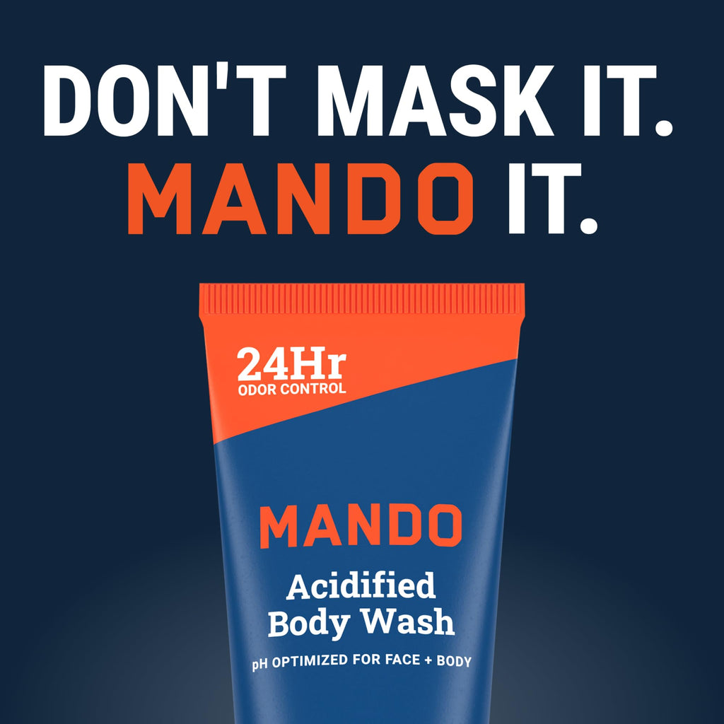Mando Odor Shield Body Wash - 24 Hour Control - Removes Odor Better than Soap - SLS and Paraben Free, Skin Safe - 8.5 Ounce (Pro Sport)