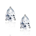 "STUNNING FLAME" 18K White Gold Plated 925 Sterling Silver Cubic Zirconia Pear Cut Stud Earrings | Teardrop CZ Studs for Women（Pear，6）