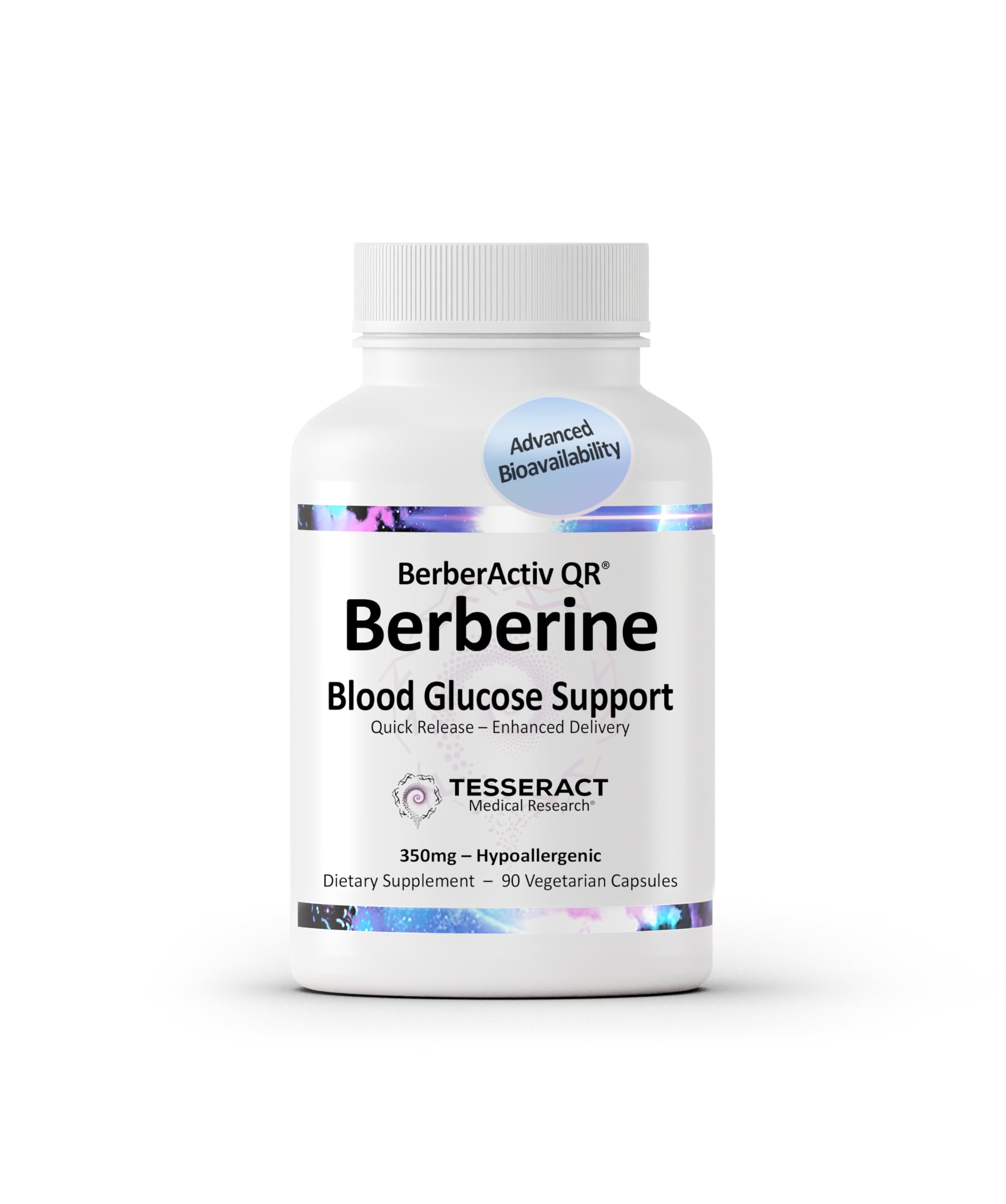 Tesseract Medical Research BerberActiv-QR Berberine Immune Support Supplement, Supports Liver Health, Hypoallergenic, 350mg, 90 Vegetarian Capsules