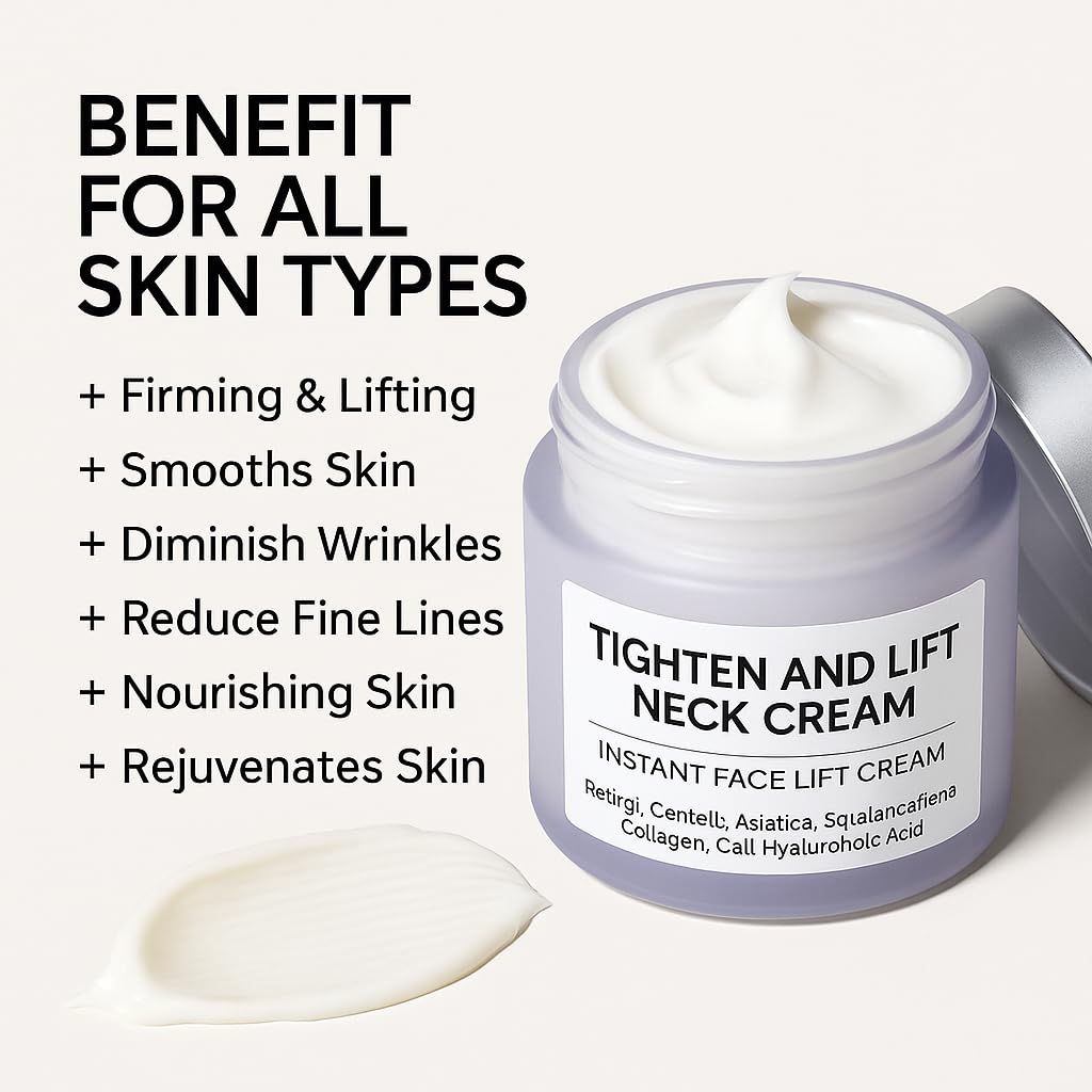 AMZEYE Tighten and Lift Neck Cream, Instant Face Lift Cream, 1.7 fl oz, Firming Fine lines, Loose & Sagging On Face, Decollete & Other Skin Areas