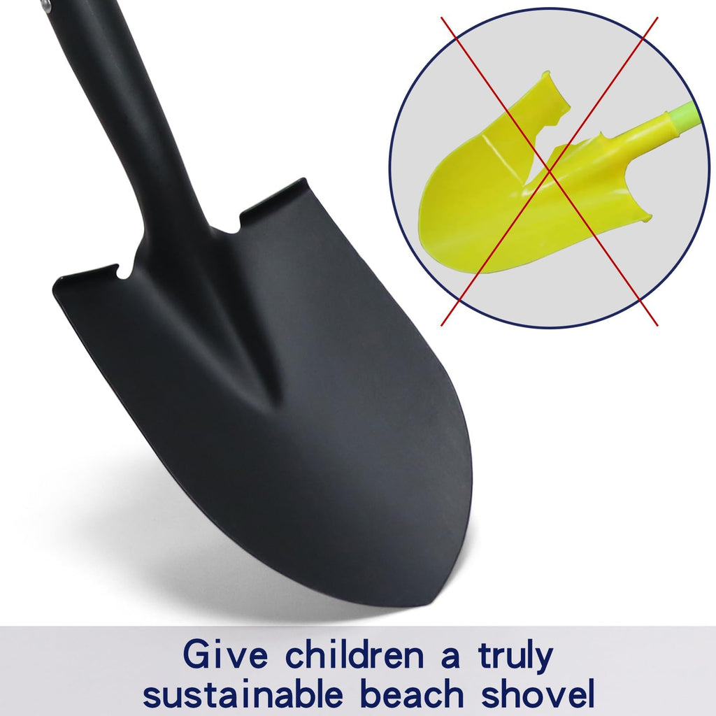 WIKER Beach Shovel,Kids Shovels for Digging,Short Handle Metal Shovel,Small Shovels for Gardening,Camping,Planting,28Inches,Green