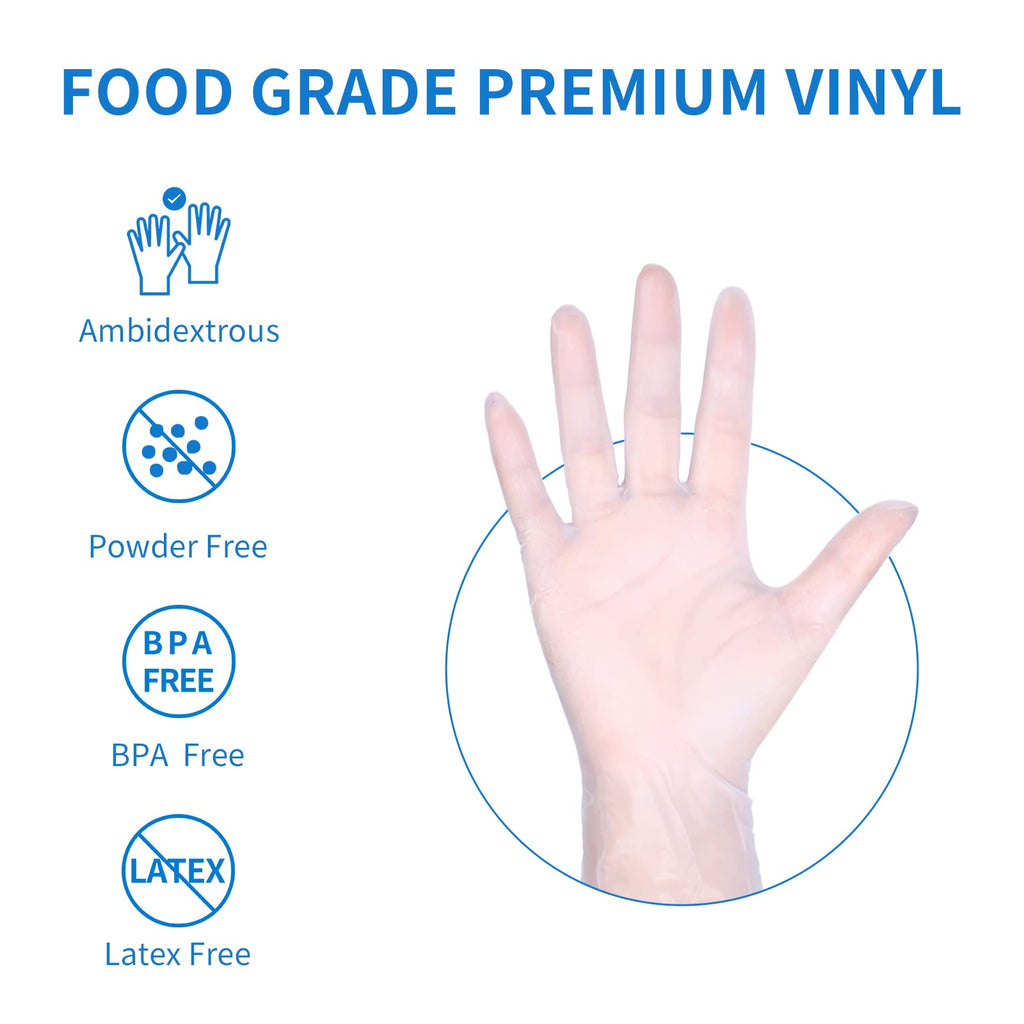EDI Disposable Vinyl Gloves (Clear) - Powder-Free, Latex-Free (400, Small)