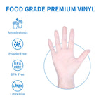 EDI Disposable Vinyl Gloves (Clear) - Powder-Free, Latex-Free (400, Small)