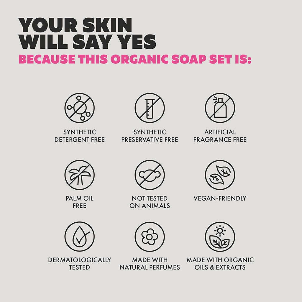Skin Said Yes Organic Soap Bar (Set of 8) - Natural Soap Made in Greece | Nuorishing Shea Butter, Olive Oil, Lavander and Sandalwood, Aloe Vera & Cucumber Extract | Jabones Artesanales Naturales